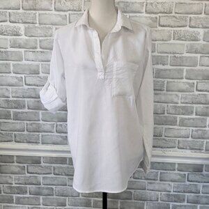 Anthropologie Cloth & Stone White Tencel Tunic Top Elevated Basic Staple L